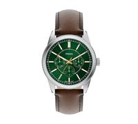 Fossil Pearson Men's Stainless Steel Green Dial Brown Leather Strap Watch