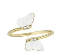 Fossil Ring for Women Radiant Wings White Mother of Pearl Butterfly Ring, JF044237109