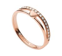 Fossil Ring for Women Vintage Glitz, Length: 21.5 x 20 x 6 Rose Gold Stainless Steel Ring, JF03460791