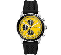 FOSSIL Sport Tourer Watch for Men, Chronograph Movement with Stainless Steel or Leather Strap,Yellow,42 mm