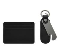 FOSSIL Steven Card Case and Keyfob Bottle Opener Gift Set Black