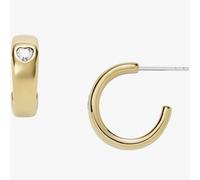 Fossil Sutton Valentine Heart Gold Tone Crystal Heart Hoop Earrings JF03936710