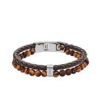 Fossil Tiger Eye & Leather Double Bracelet