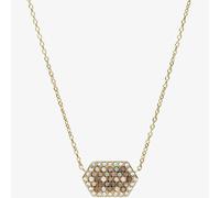 Fossil Val Holiday Sparkles Gold Tone Hexagon Necklace JF03864710