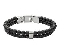 Fossil Bracelet for Men , Inner Length: 180mm + 15mm black & Silver Stainless Steel Bracelet, JF02763040