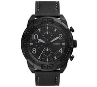 Fossil Watch for Men Bronson, Chronograph Movement, 50 mm Black Stainless Steel Case with a Leather Strap, FS5874