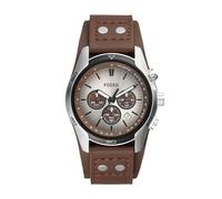 Fossil Watch for Men Coachman, Quartz Chronograph Movement, 45 mm Silver Stainless Steel Case with a Genuine Leather Strap, CH2565