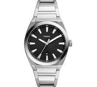 Fossil Watch for Men Everett 3 Hand, Quartz Movement, 42 mm Silver Stainless Steel Case with a Stainless Steel Strap, FS5821