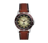 Fossil Watch for Men fossil blue, Three Hand Movement, 42 mm Brown Stainless Steel Case with a Pro-Planet Leather Strap, FS5961
