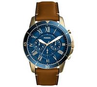Fossil Watch for Men Grant, Quartz Chronograph Movement, 44 mm Gold Stainless Steel Case with a Leather Strap, FS5268