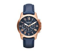 Fossil Watch for Men Grant, Quartz Chronograph Movement, 44 mm Rose Gold Stainless Steel Case with a Genuine Leather Strap, FS4835