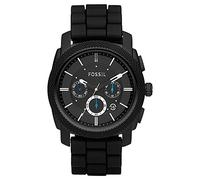 Fossil Watch for Men Machine, Quartz Chronograph Movement, 45 mm Black Stainless Steel Case with a Silicone Strap, FS4487