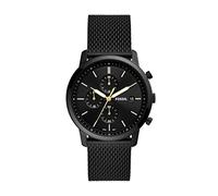 Fossil Watch for Men Minimalist, Chronograph Movement, 42 mm Black Stainless Steel Case with a Stainless Steel Mesh Strap, FS5943
