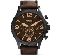 Fossil Watch for Men Nate, Quartz Chronograph Movement, 50 mm Black Stainless Steel Case with a Genuine Leather Strap, JR1487