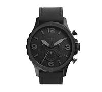 Fossil Watch for Men Nate, Quartz Chronograph Movement, 50 mm Black Stainless Steel Case with a Genuine Leather Strap, JR1354