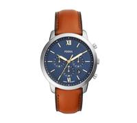 Fossil Watch for Men Neutra Chrono, Quartz Chronograph Movement, 44 mm Silver Stainless Steel Case with a Leather Strap, FS5453