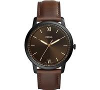 Fossil Watch for Men The Minimalist 3H, Quartz Movement, 44 mm Black Stainless Steel Case with a Leather Strap, FS5551