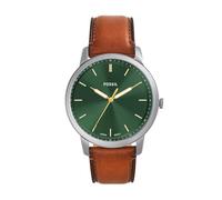 Fossil Watch for Men The Minimalist 3H, Quartz Movement, 44 mm Silver Stainless Steel Case with a Leather Strap, FS5439