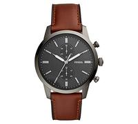 Fossil Watch for Men Townsman, Quartz Chronograph Movement, 44 mm Smoke Stainless Steel Case with a Leather Strap, FS5522
