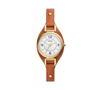 Fossil Watch for Women Carlie, Quartz Movement, 28 mm Gold Stainless Steel Case with a Pro-Planet Leather Strap, ES5215