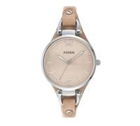 Fossil Watch for Women Georgia, Quartz Movement, 32 mm Silver Stainless Steel Case with a Genuine Leather Strap, ES2830
