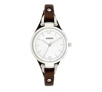 Fossil Watch for Women Georgia, Quartz Movement, 32 mm Silver Stainless Steel Case with a Genuine Leather Strap, ES3060