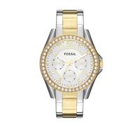 Fossil Watch for Women Riley, Quartz Multifunction Movement, 38 mm 2T Silver/Gold Stainless Steel Case with a Stainless Steel Strap, ES3204