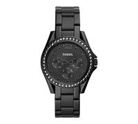 Fossil Watch for Women Riley, Quartz Multifunction Movement, 38 mm Black Stainless Steel Case with a Stainless Steel Strap, ES4519