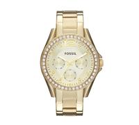 Fossil Watch for Women Riley, Quartz Multifunction Movement, 38 mm Gold Stainless Steel Case with a Stainless Steel Strap, ES3203
