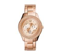 Fossil Watch for Women Stella, Quartz Multifunction Movement, 38 mm Rose Gold Stainless Steel Case with a Stainless Steel Strap, ES3590