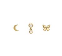 Fossil Women's All Stacked Up Gold Tone Brass Butterfly Earring Set