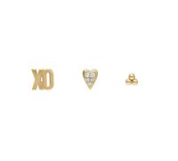 Fossil Women's All Stacked Up Gold Tone Heart Earring Set