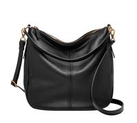 Fossil Women's Jolie Leather Hobo Purse Handbag for Women, Black/Black, One Size