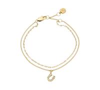 FOSSIL Women's brass with lobster clasp closure double chain bracelet
