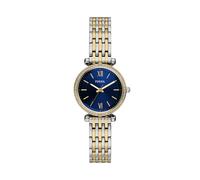 Fossil Women's Carlie Blue Dial Three Hand Two Tone Stainless Steel Bracelet Watch