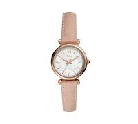 Fossil Women's Carlie Quartz Stainless Steel Three-Hand Watch, Pink Leather/Rose Gold, Mini, Carlie Mini