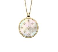 Fossil Women's Classic Mother of Pearl Gold Tone Stainless Steel Pendant Necklace