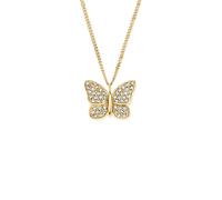Fossil Women's Gold-Tone Crystal Butterfly Pendant Necklace
