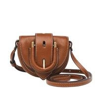 FOSSIL Women's Harwell Leather Micro Flap Crossbody Purse Handbag for Women, Brown, One Size