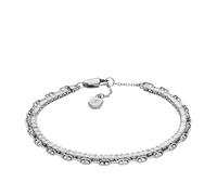 Fossil Women's Heritage D-Link Glitz Silver Tone Chain Tennis Bracelet