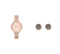 FOSSIL Women's Jacqueline Rose Gold-Tone Stainless Steel Watch and Brass Earrings, Set