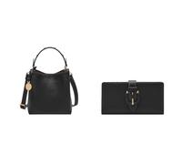 FOSSIL Women's Jessie Black Leather Bag and Harwell Wallet, Set