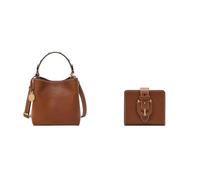 FOSSIL Women's Jessie Brown Leather Bag and Harwell Wallet, Set