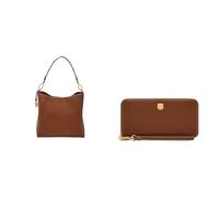 FOSSIL Women's Jessie Brown Leather Bag and Lennox Wallet, Set