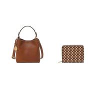 FOSSIL Women's Jessie Brown Leather Bag and Logan Wallet, Set