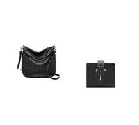 FOSSIL Women's Jolie Black Leather Bag and Harwell Wallet, Set