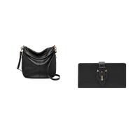 FOSSIL Women's Jolie Black Leather Bag and Harwell Wallet, Set
