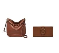 FOSSIL Women's Jolie Brown Leather Bag and Harwell Wallet, Set