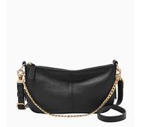 Fossil Women's Jolie Leather Baguette Shoulder Bag Purse Handbag, Black W/Chain, One Size