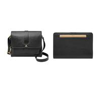 FOSSIL Women's Kinley Black Leather Bag and Liza Wallet, Set